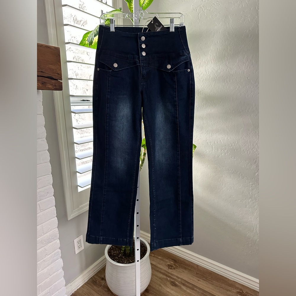 Flamingals Wash Seam Front High Rise Straight Leg Jeans Size Large NWT - Picture 11 of 13